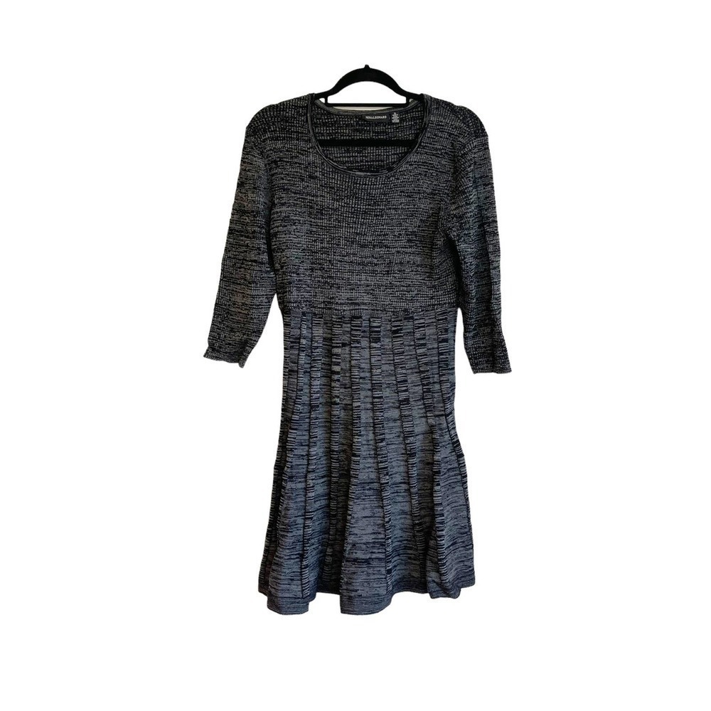 New Nina Leonard Pleated Scoop Neck Sweater Dress Dark Gray Women's Size XL - Picture 3 of 9